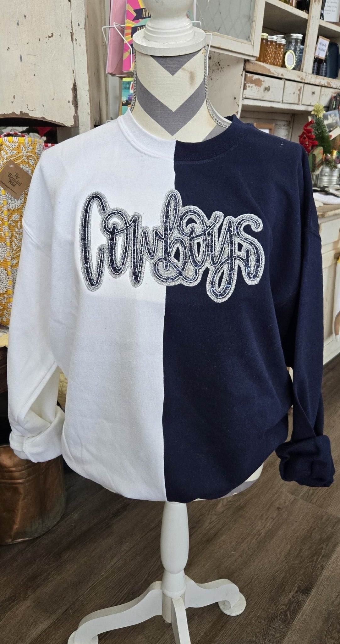 Color block Sequin glitter sweatshirt - MASCOT & COLOR ARE CUSTOMIZABLE -