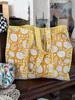 Indian Cotton Shoulder Bag Quilted Floral Printed Market Bag