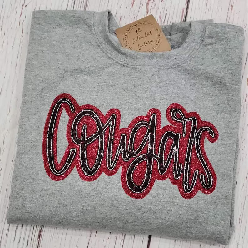 COUGARS Sequin glitter sweatshirt - COLOR IS CUSTOMIZABLE-