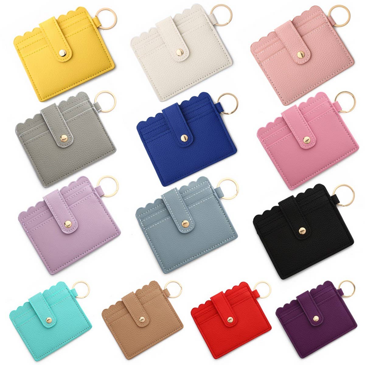 Multi-Card PU Wallet with Keychain & Coin Pocket_CWAB4937
