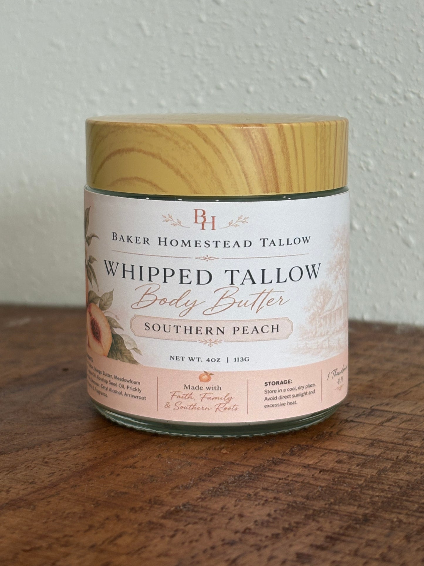 Whipped Tallow Body Butter Southern Peach - Baker Homestead Tallow