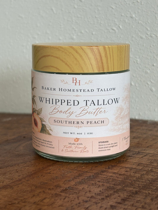 Whipped Tallow Body Butter Southern Peach - Baker Homestead Tallow