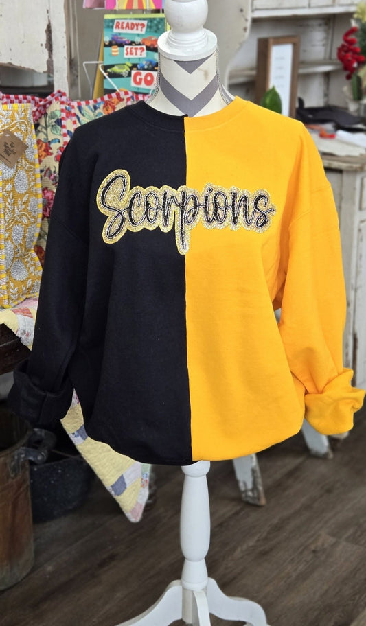 Color block Sequin glitter sweatshirt - MASCOT & COLOR ARE CUSTOMIZABLE -