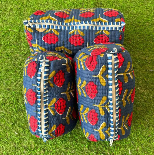 Floral Printed Bag Quilted Cotton Makeup Cosmetic Bags