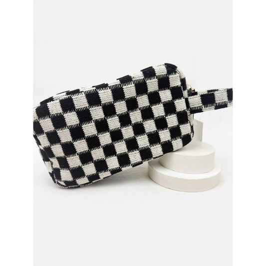 Checker Cosmetic Bag with handle
