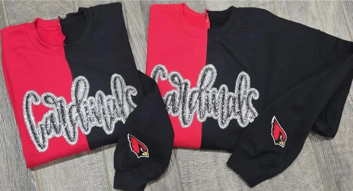 Color block Sequin glitter sweatshirt - MASCOT & COLOR ARE CUSTOMIZABLE -
