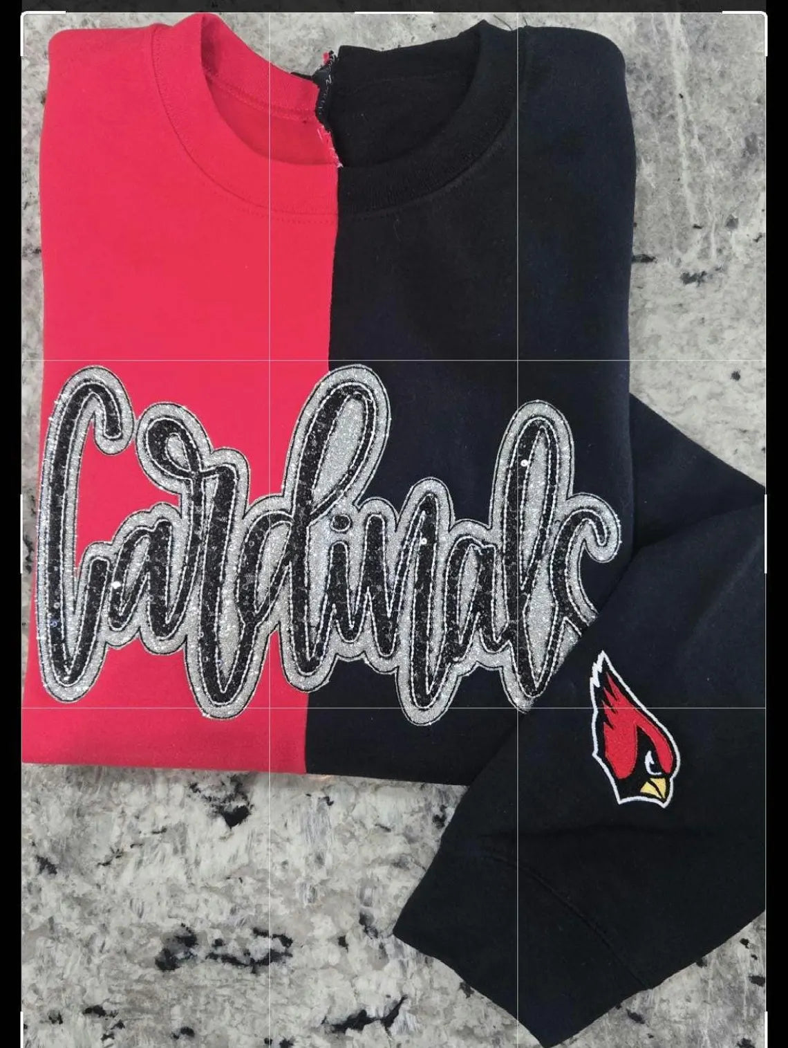 Color block Sequin glitter sweatshirt - MASCOT & COLOR ARE CUSTOMIZABLE -