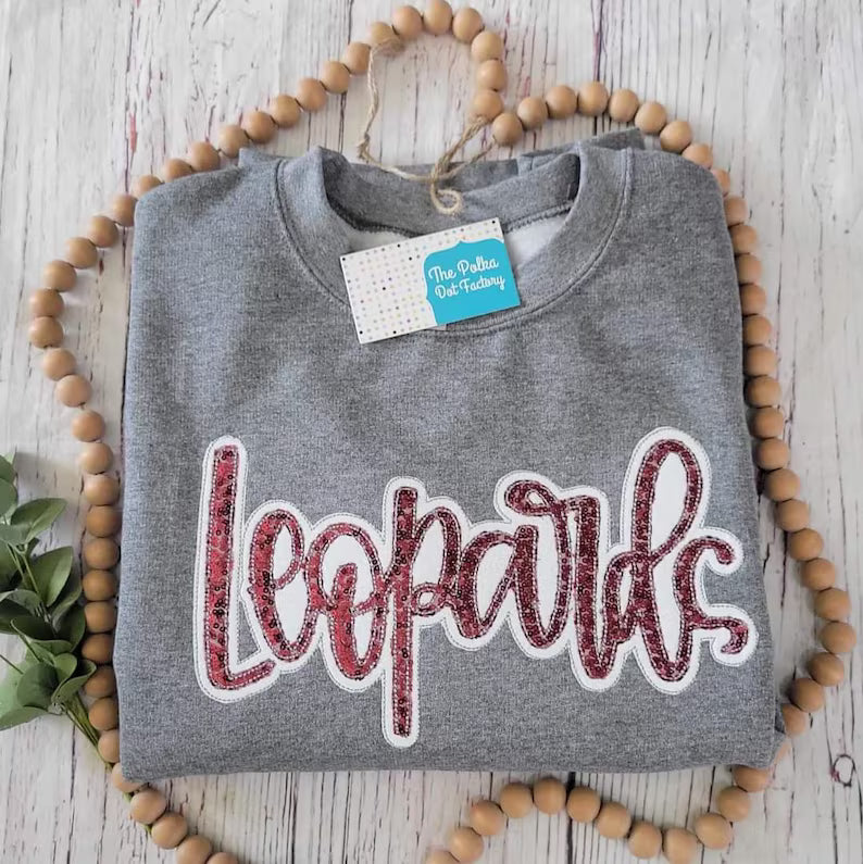 LEOPARDS Sequin glitter sweatshirt - COLOR IS CUSTOMIZABLE-