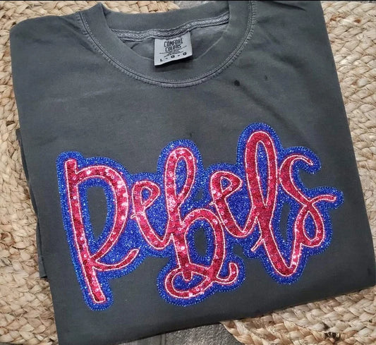 REBELS Sequin glitter Smoke Gray Comfort Color T-shirt - COLORS ARE CUSTOMIZABLE-