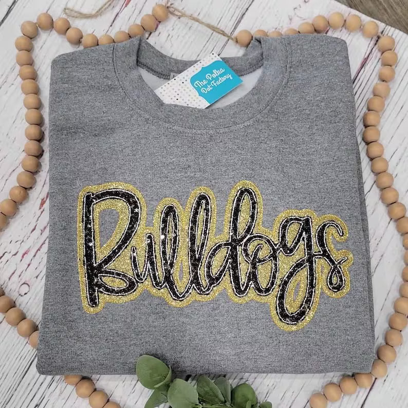 BULLDOGS Sequin glitter sweatshirt - COLOR IS CUSTOMIZABLE-