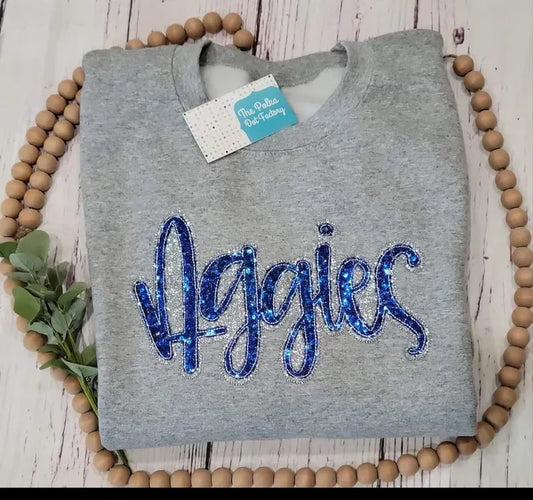 AGGIES Sequin glitter sweatshirt - COLOR IS CUSTOMIZABLE-