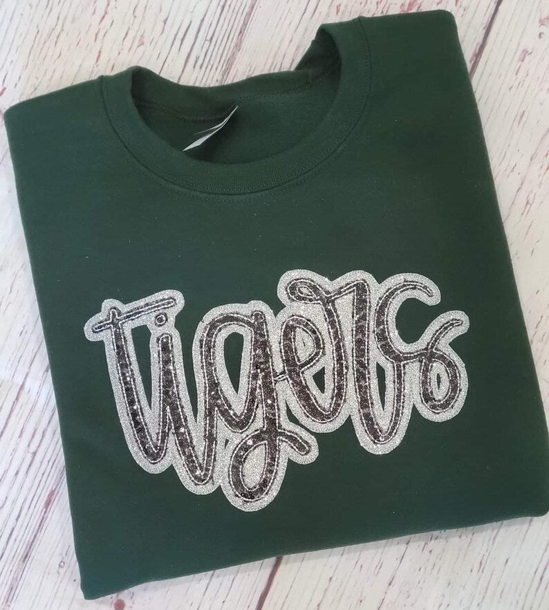 TIGERS Sequin glitter sweatshirt - COLOR IS CUSTOMIZABLE-